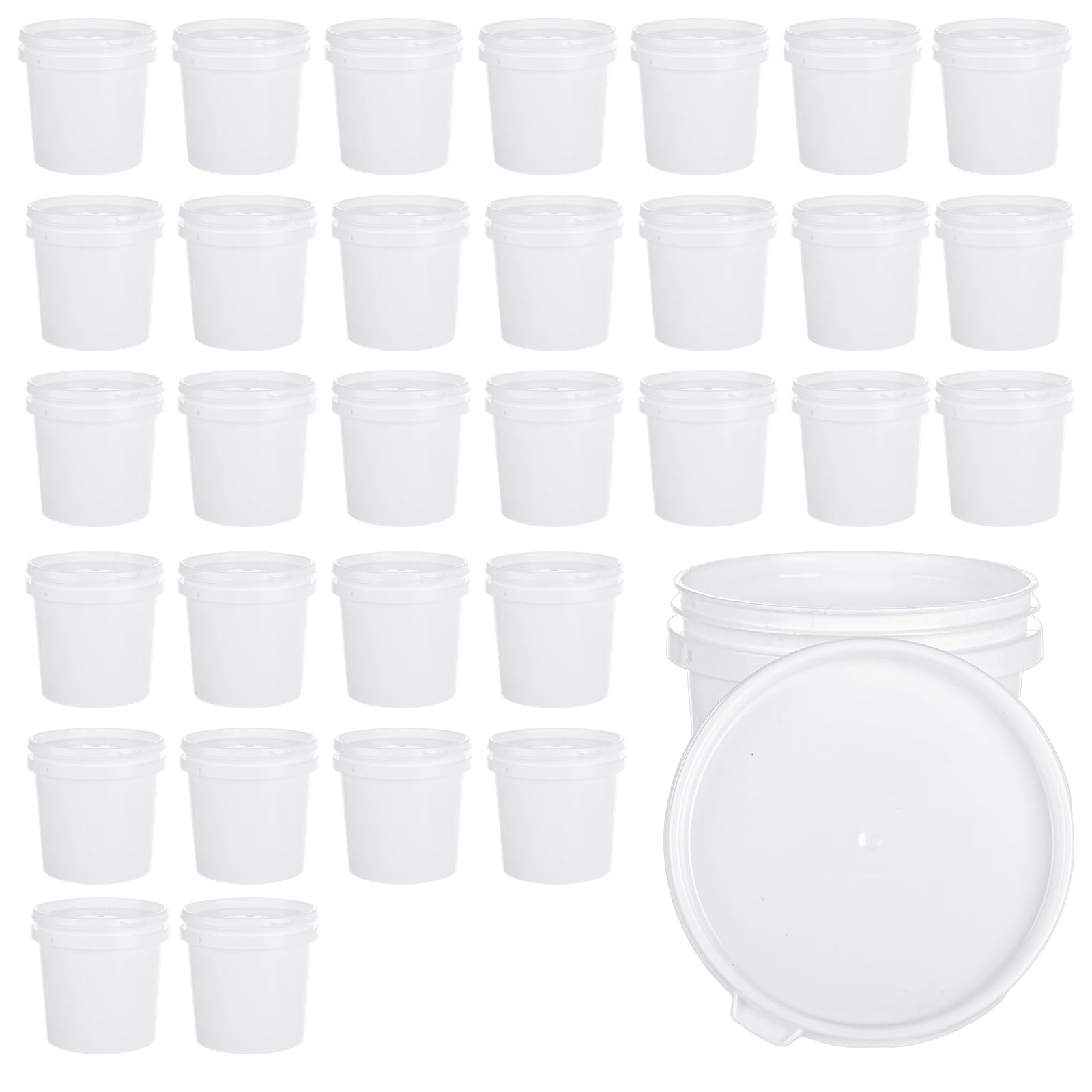 Photo 1 of AKOLAFE 32 Pack Small Paint Bucket for Painting Pint Touch Up Paint Containers with Lids Empty Paint Cans Plastic Paint Storage Containers 1/2 Quart Paint Cans Hand Held Paint Pail for Leftover Paint