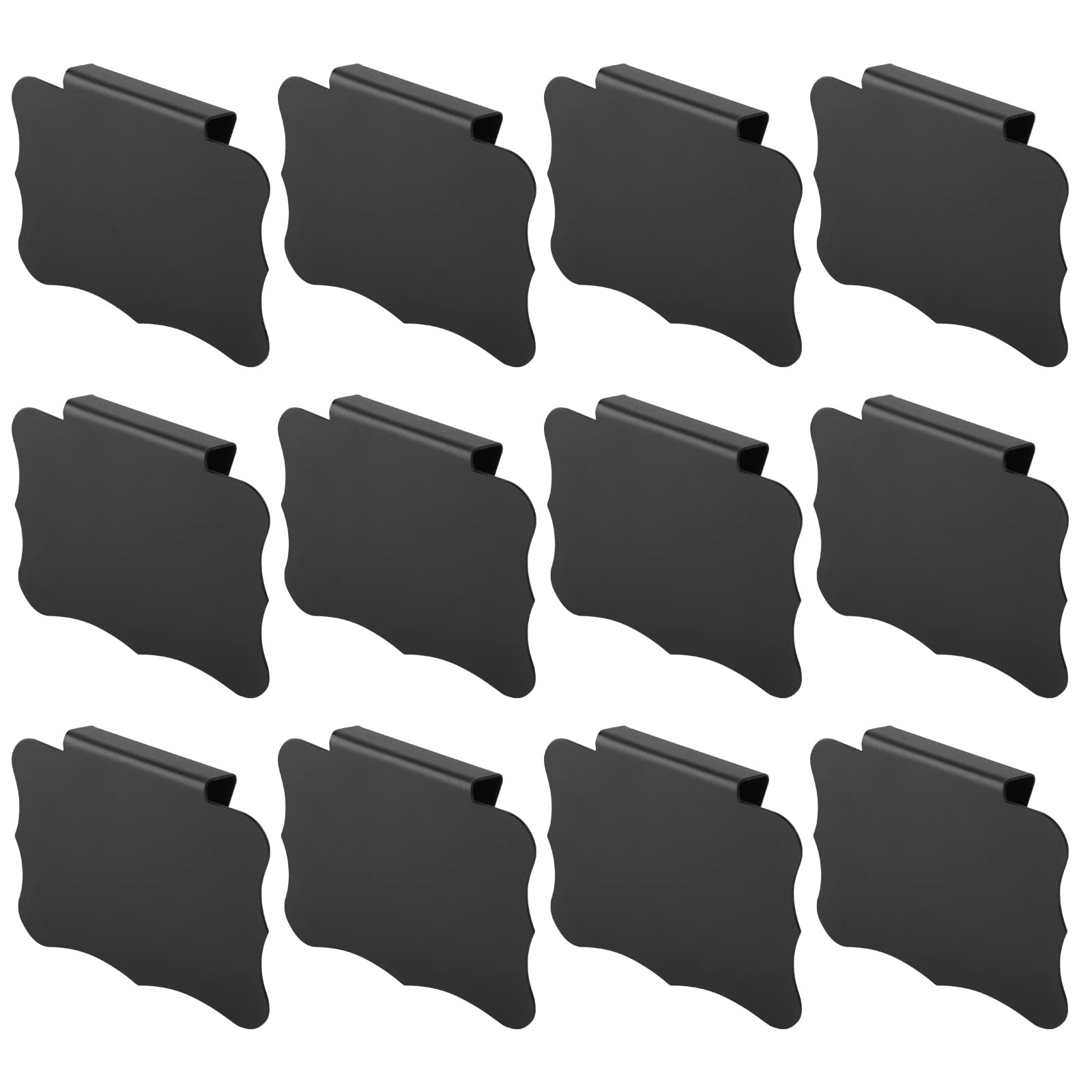 Basket Label Clips-12 Label Clips, Detachable, Can be Used on Storage Boxes, Baskets or Boxes (Black)