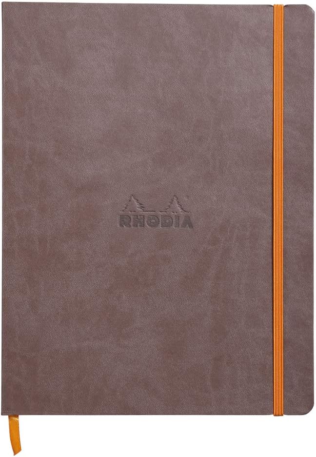 RHODIA 117503C, Chocolate Flexible Notebook, 19x25 cm, Lined, 160 pages, Ivory Clairefontaine Paper 90 g/m, Bookmark