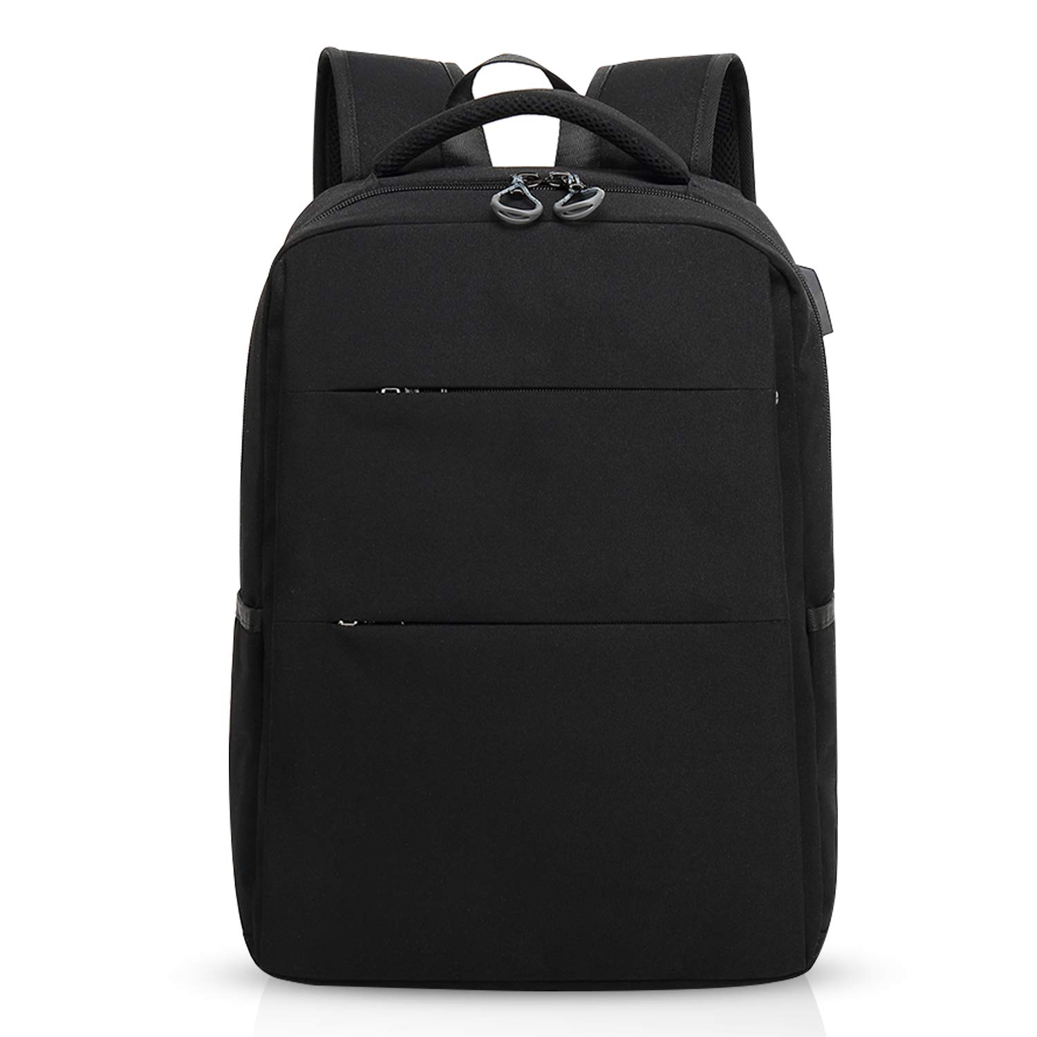 FANDARE 15.6 inch Laptop Backpack Slim with USB Charging Port, Waterproof Backpack for Men/Women Travel, Camping, School, Polyester Backpack, Black, L, Leisure Backpack