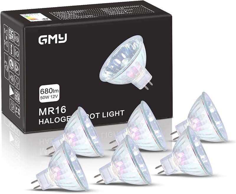 GMY 4000 Hrs MR16 50W 12V Dimmable GU5.3 36° 3000K Warm White 6 Pack