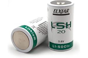 YUTSUJO (2-Pack) 3.6V 13Ah LSH20 D Size Lithium Thionyl Chloride Battery, Raised Positive and Flat Negative