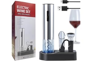 Oaklete Electric Wine Opener, 6-in-1 Rechargeable Wine Bottle Opener set includes Automatic Corkscrew Wine Opener, Foil Cutte