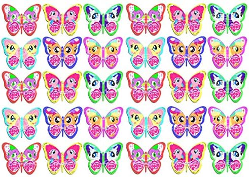 30 EDIBLE MY LITTLE PONY BUTTERFLY'S RICE PAPER CUPCAKE TOPPERS UNCUT