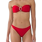 Palmipeta Women's Strapless Bandeau Bikini Sets High Cut Cheeky 2 Piece Swimsuit Bestselling Bathing Suit