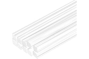 MECCANIXITY 10pcs Acrylic Square Rods 1/8" x 12" Clear Acrylic Dowel Rods Sticks Acrylic Plastic Sticks Strip for DIY Crafts Lighting Gardening Decorations - 3mm x 300mm