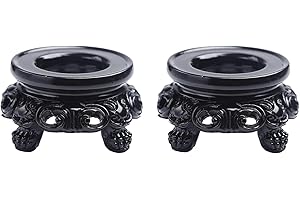 2Pcs Black Wooden Display Stand for Crystal Sphere Quartz Ball Holder Hollow Wood Stand Base for Crystal Ball Sphere Globe St