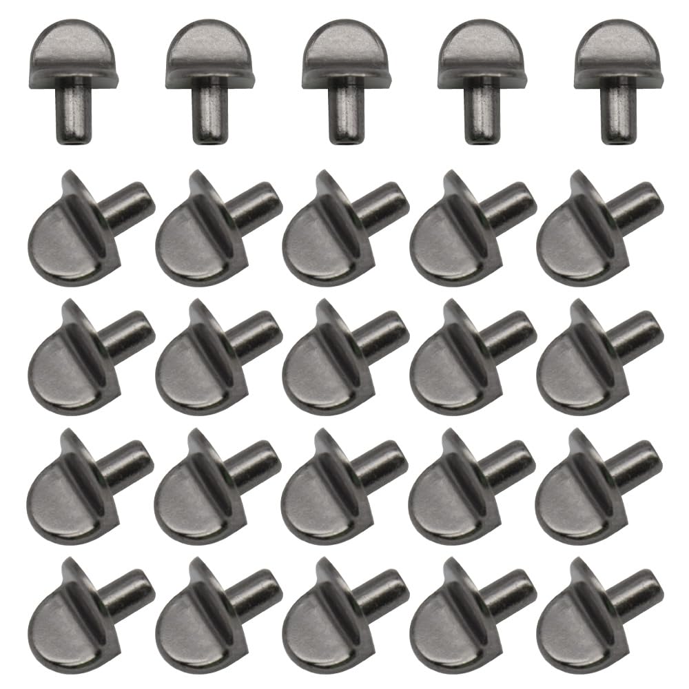 Hocansen 50 PCS 5mm Shelf Pins Bracket Style Shelf Support Pin L Shelf Support Peg for Cabinet Furniture Shelves and Bracket(Gun Black/LX)