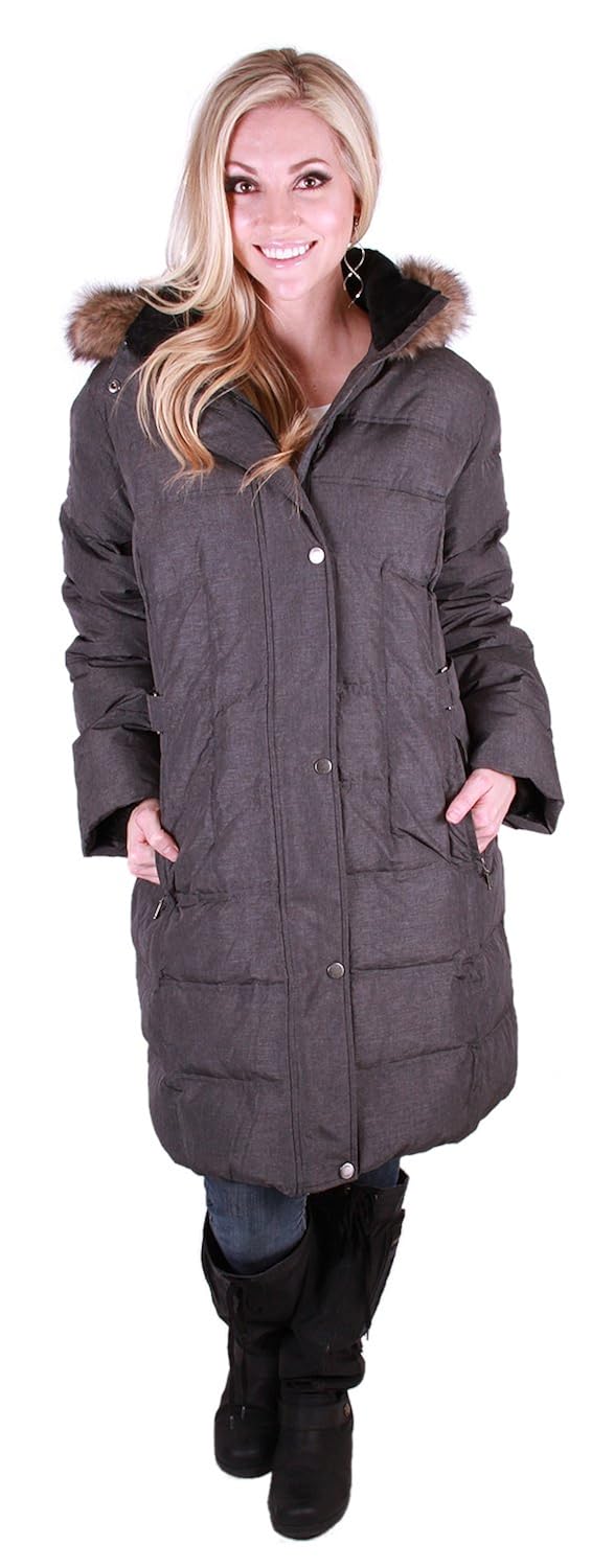 Buy UTex UTEX Womens' Quilted Long Down Jacket with Faux Fur Trimmed