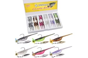 XFISHMAN Crappie-Baits- Plastics-Jig-Heads-Kit-Shad-Minnow-Fishing-Lures-for Crappie-Panfish-Bluegill-40 &135 Piece Kit