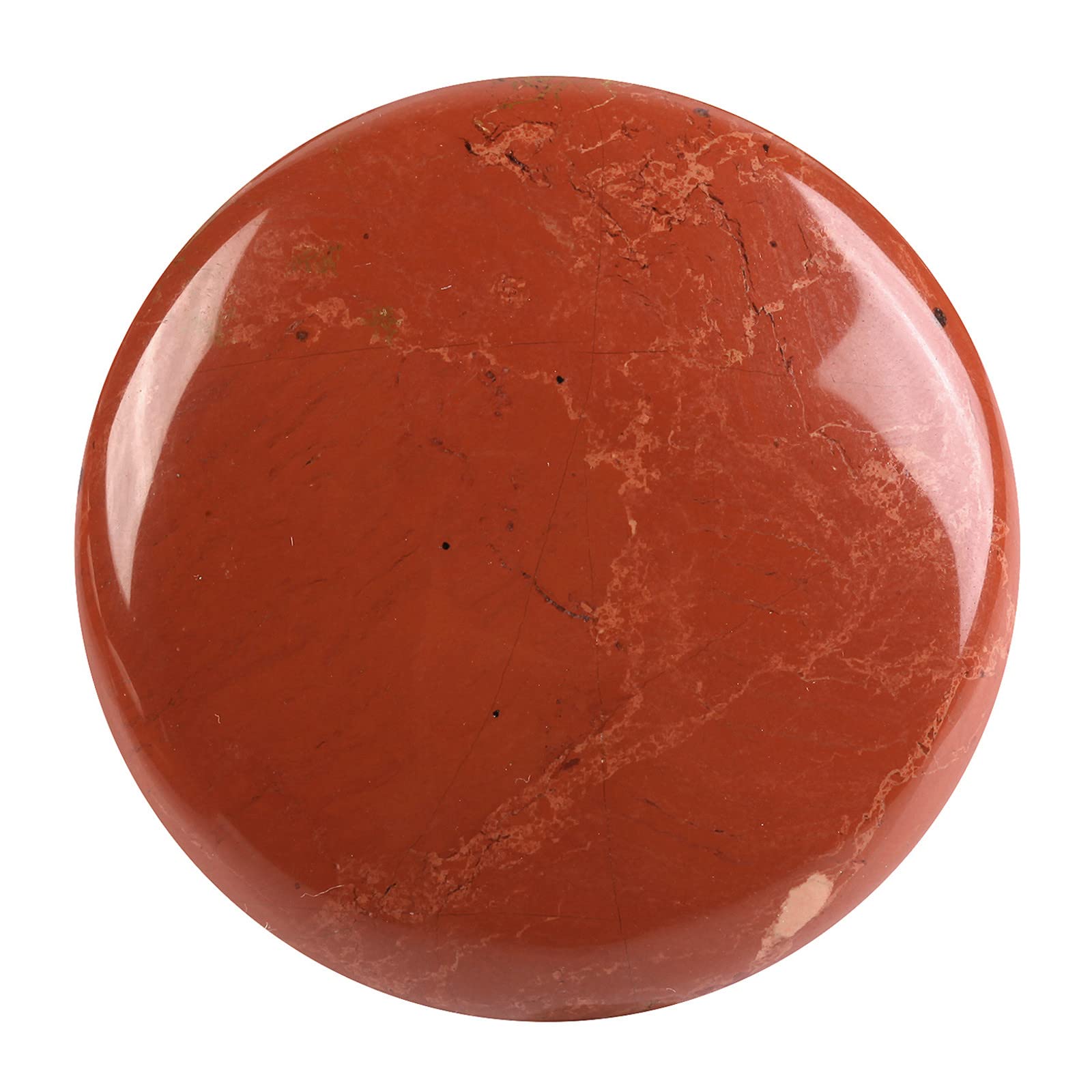 Nupuyai Red Jasper Round Palm Crystal Worry Stone, Pocket Massage Polished Energy Stone for Healing Stress Relief Meditation 65mm