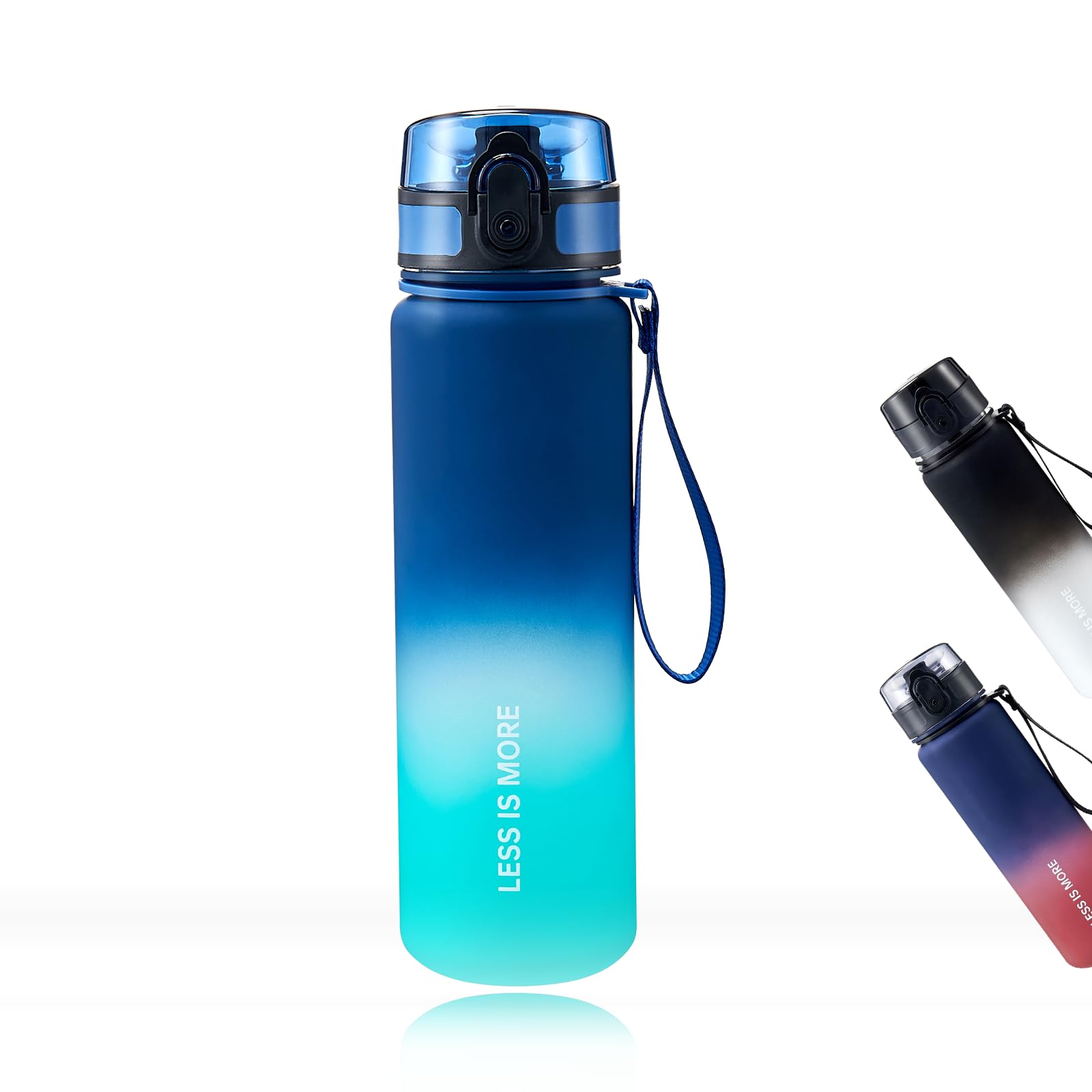 Photo 1 of  32oz Blue-Mix Water Bottle With Motivational and Time Marker, BPA FREE Quick Drink Without Straw, Suit Sports Office Gym School ect.