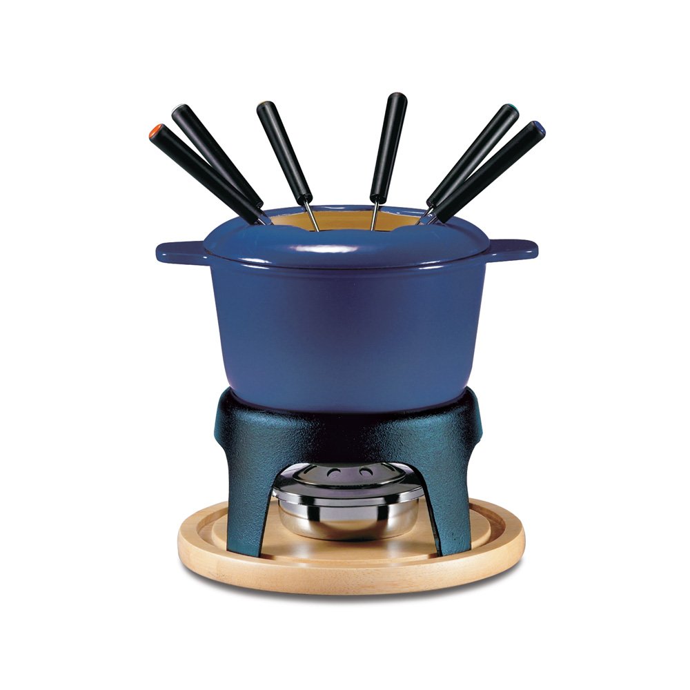Swissmar F66706 Sierra 1.6-Quart Cast Iron Meat Fondue Set, 11-Piece, Deep Blue