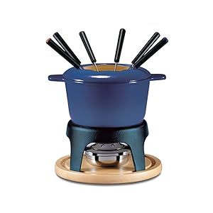 Swissmar F66706 Sierra 1.6-Quart Cast Iron Meat Fondue Set, 11-Piece, Deep Blue