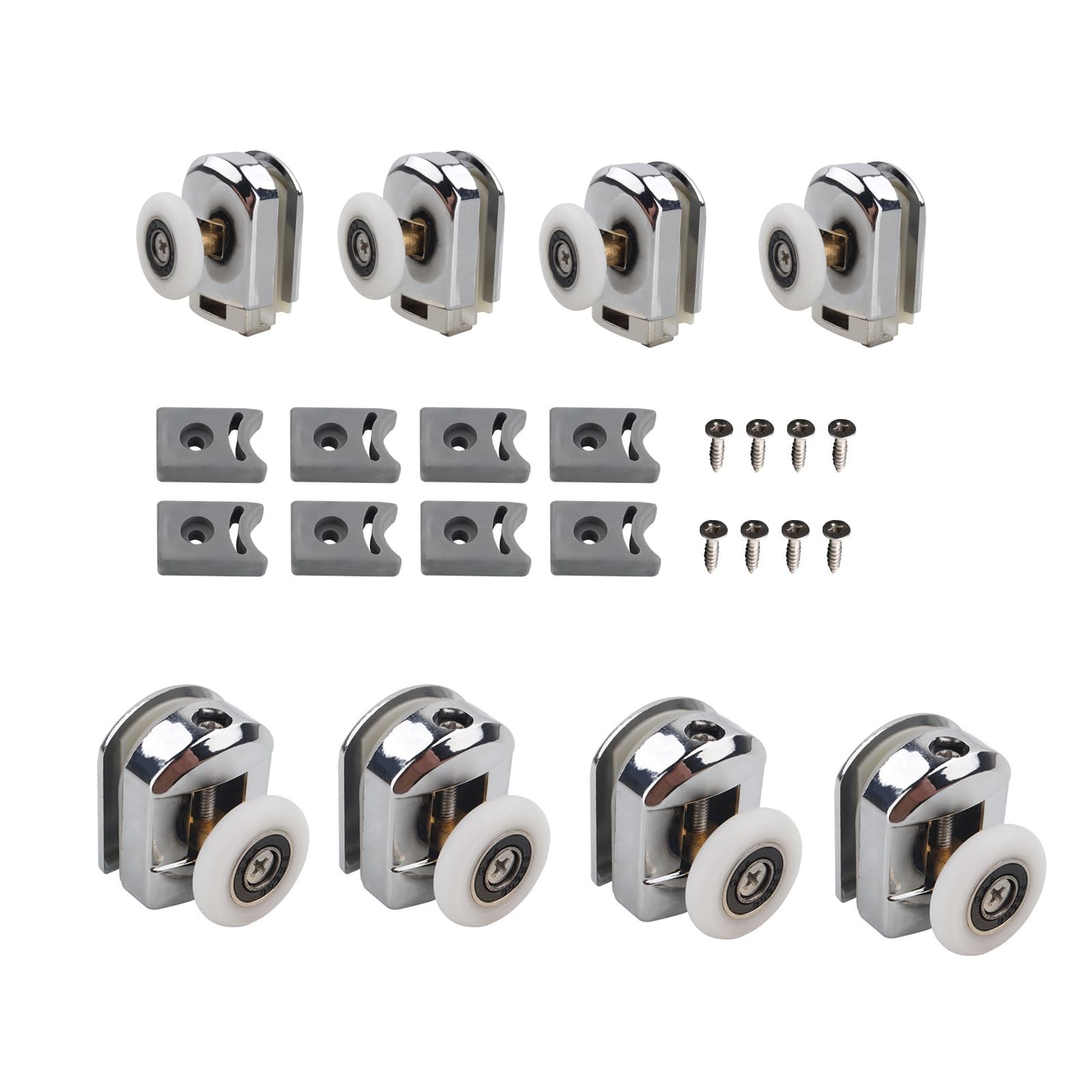 Cokritsm Curved Shower Door Rollers 23mm Shower Glass Door Rollers 8pack Replacement Shower Door Wheels with Anti-Collision Block and Screws, Shower Roller for Curved Bathroom Showerroom Doors 4-6mm