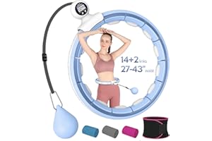 EPHESPORT EPEHSPORT Silent Infinity Smart Hoops with Counter 22"-44", Weighted Exercise Hoola Equipment, 2 in 4 Abdomen Fitness Massage, Non-Fall Fit Hoop for Adult Weight Loss