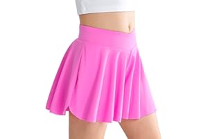 BKIXHV Girls' Athletic 2-in-1 Flowy Cheer Dance Biker Shorts Tennis Skirt Butterfly Skorts with Pocket for Girl Size 5-14 Years