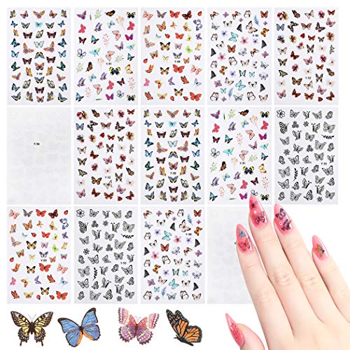 B bangcool Butterfly Nail Sticker DIY Nail Art Stickers for Gel Nails Decals for Women Nail Art Accessories kit, Nail Art Foils for Nails Design Nail Art Decal Stickers for Nail Salon Nails Supply