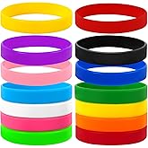 JUNEBRUSHS 24 Pcs Rubber Bracelets, Assorted Color Silicone Wristbands for Women Men Teens Teacher Home Office Game Party Favor Gifts Supplies