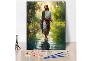 TUMOVO Jesus Paint by Numbers, Adult Paint by Number Prayer in The Forest Paint-by-Number Kits DIY Acrylic Painting Kits On Canvas Religious Spirit Paint by Number for Adults, 16 x20 Inch