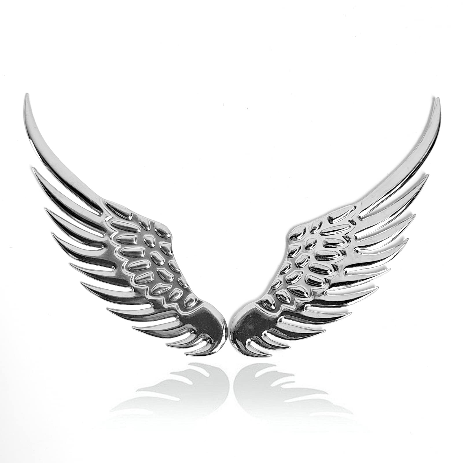 EQLEF Car Sticker 3D Wings Car Styling Fashion Metal Stickers Car Accessories 1 Pair Silver(Silver)
