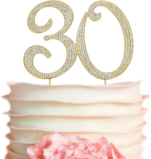 Amazon Com 30 Gold Cake Topper Premium Sparkly Crystal