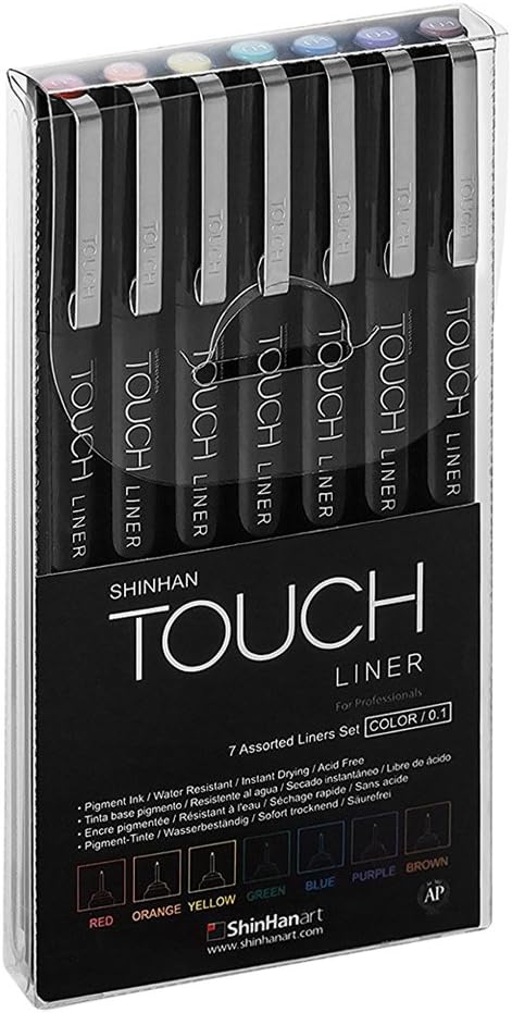 Shinhan Touch LinerBRUSH (Set of 7 Colours 0.1 mm