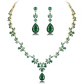 Hadskiss Jewelry Set for Women, Necklace Dangle Earrings Bracelet Set with White AAA Cubic Zirconia, Allergy Free Wedding Party Jewelry for Bridal Bridesmaid