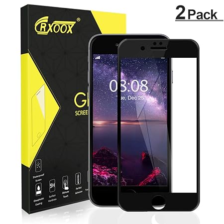 CRXOOX 2-Stück Panzerglas Schutzfolie für iPhone 6/6s Ultra Klar Panzerglas [2.5D Runde Kante] [Voll Geklebt] [Hohe Härte] Ei