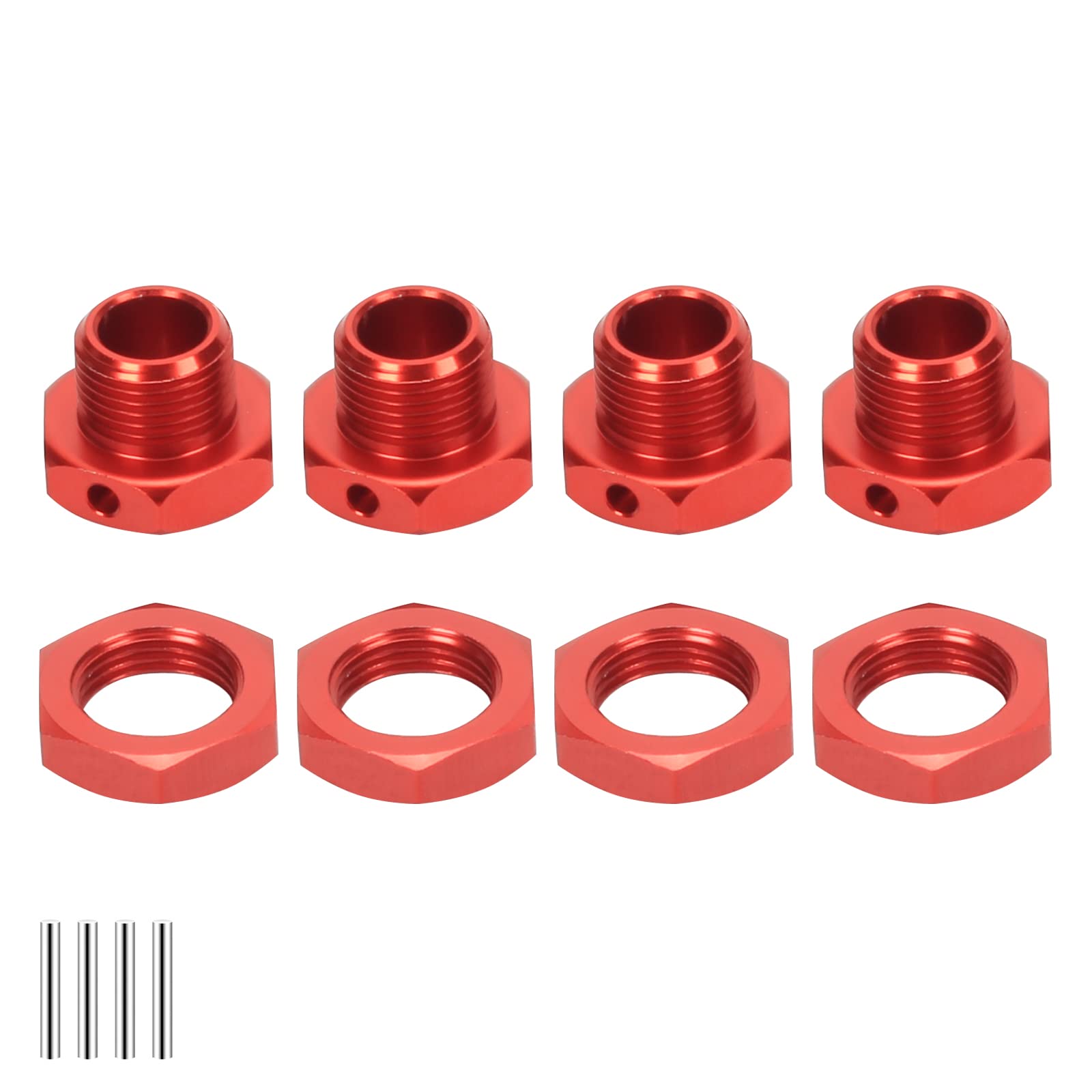 RCAWD Wheel Hex & Wheel Nut 17mm for ARRMA 6S, Fireteam, Kraton, Notorious, Outcast, Talion Upgrades Parts, Wheels Hubs Adapter for #AR310484#ARAC9416, AR310449#ARAC9763（Red）