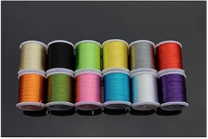 Tigofly 12 pcs 40 Yards Fly Tying Floss Thread 150D Silky Yarns Salmon Trout Fly Fishing Tying line Materials (12 Bright Colors)