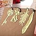 Mziart Set of 4 Fashion Metal Bookmarks with Leather String, Gold Plated, Great Gifts