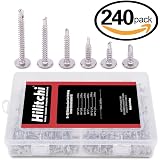 Hilitchi 410 Stainless Steel Self-Drilling Screws Kit - 240 Pcs (Pan Head, Phillips)