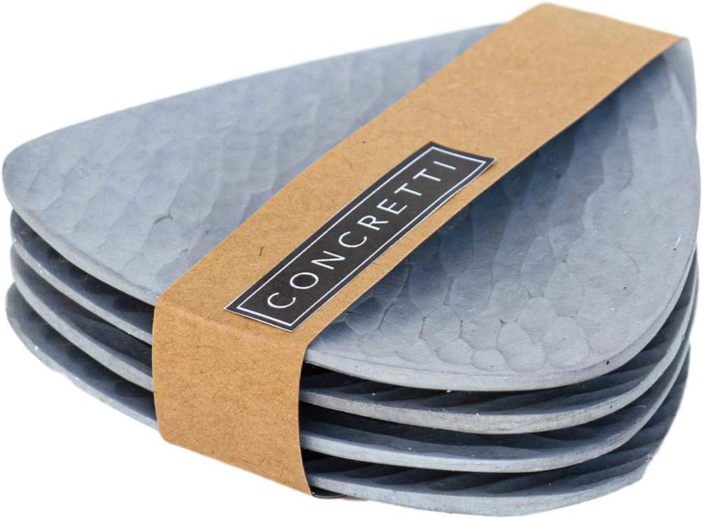Concretti Designs Salad & Dessert Plates, Handmade from Concrete, Elegant Modern Design for Tapas - 5.5 inch - Set of 4.
