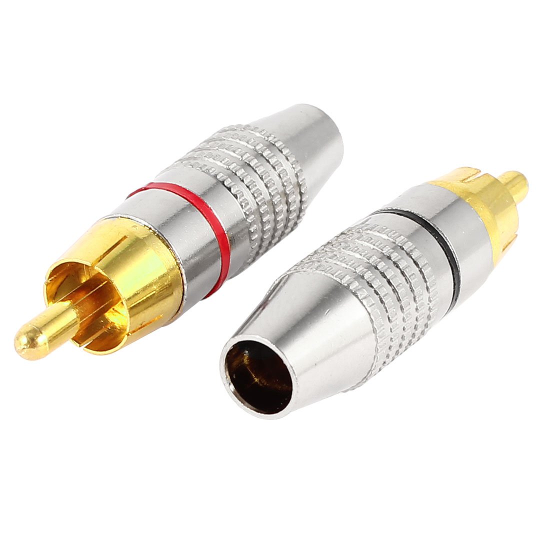 Sourcingmap 2pcs RCA Male Plug Adapter Audio Phono Gold Plated Solder Connector