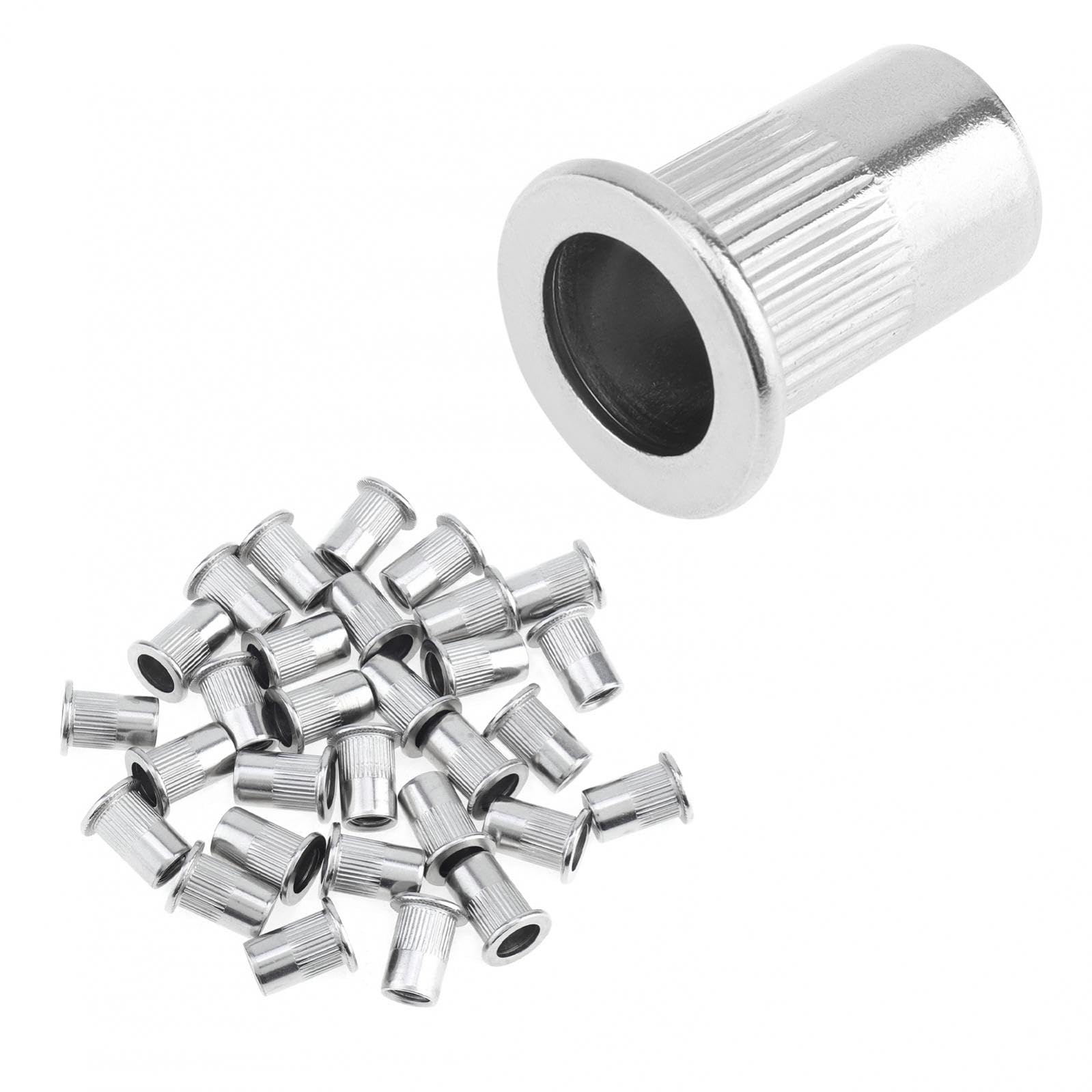 Smgda 30pcs M8 Rivet Nuts, Stainless Steel Threaded Insert Nut Rivnuts Assortment, Knurled Body Insert Nuts, Clinching Pressure Nutsert for Automotive Electrical and Industrial Products (30, M8)