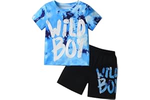 Toddler Baby Boys Summer Outfit Short Sleeve Letters T-Shirt Top Art Elastic Shorts 2pcs Clothes Set