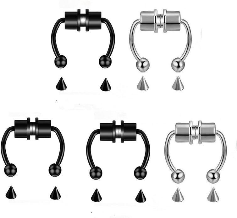 5 Pcs 10mm Nose Rings for Women Non Piercing,Faux