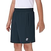 Runhit Boys Athletic Shorts Quick Dry Running Shorts for Youth Kids Lightweight Basketball Soccer Gym Shorts Zipper Pockets