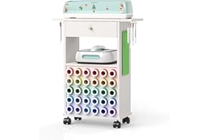 CUTASWISH Craft Organization and Storage Rolling Cart Compatible with All Cutting Machines, Craft Table with 30 Vinyl Roll Holders, Craft Cart with Storage for Craft Room Home
