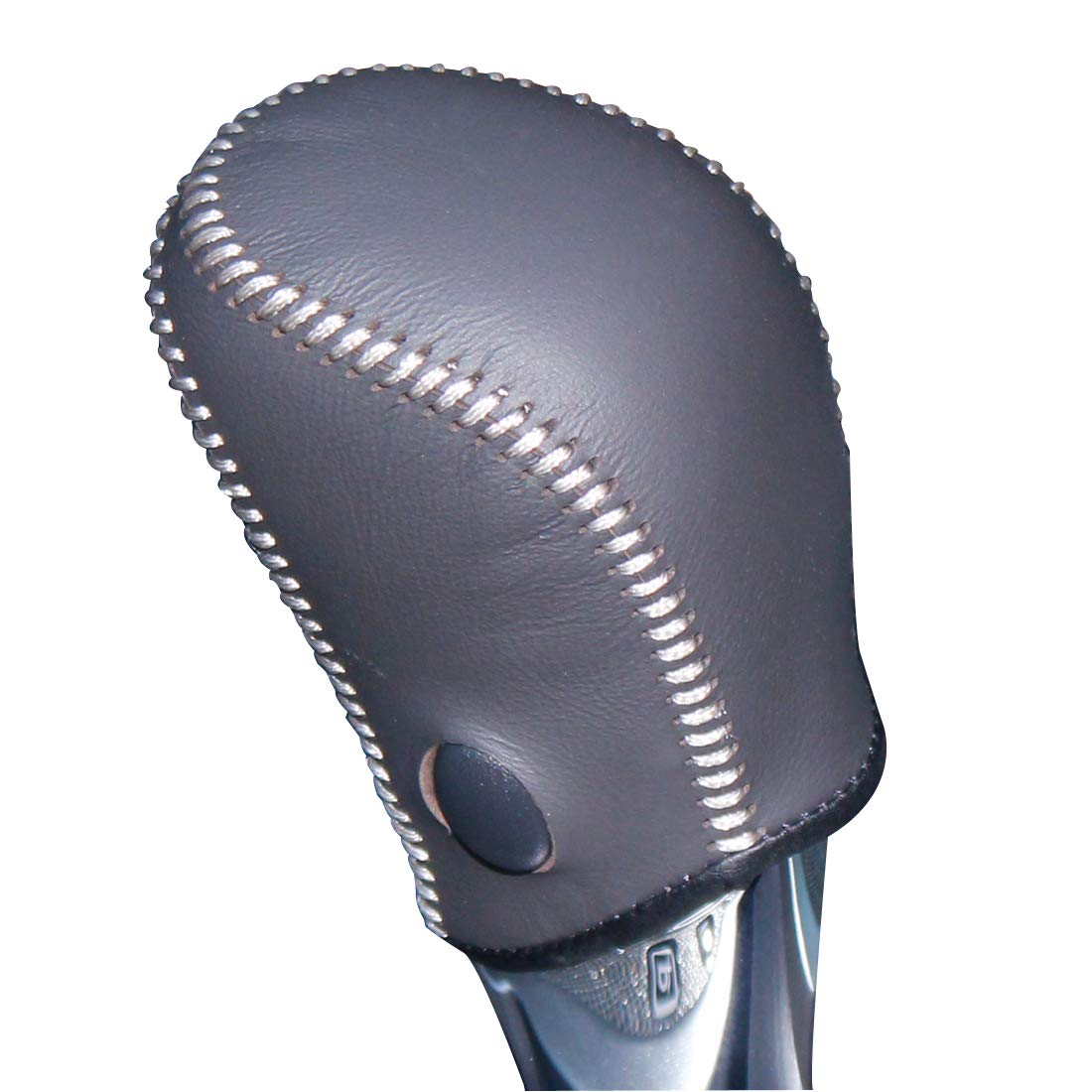 Loncky Black Genuine Leather Gear Shift Knob Cover for Nissan Altima