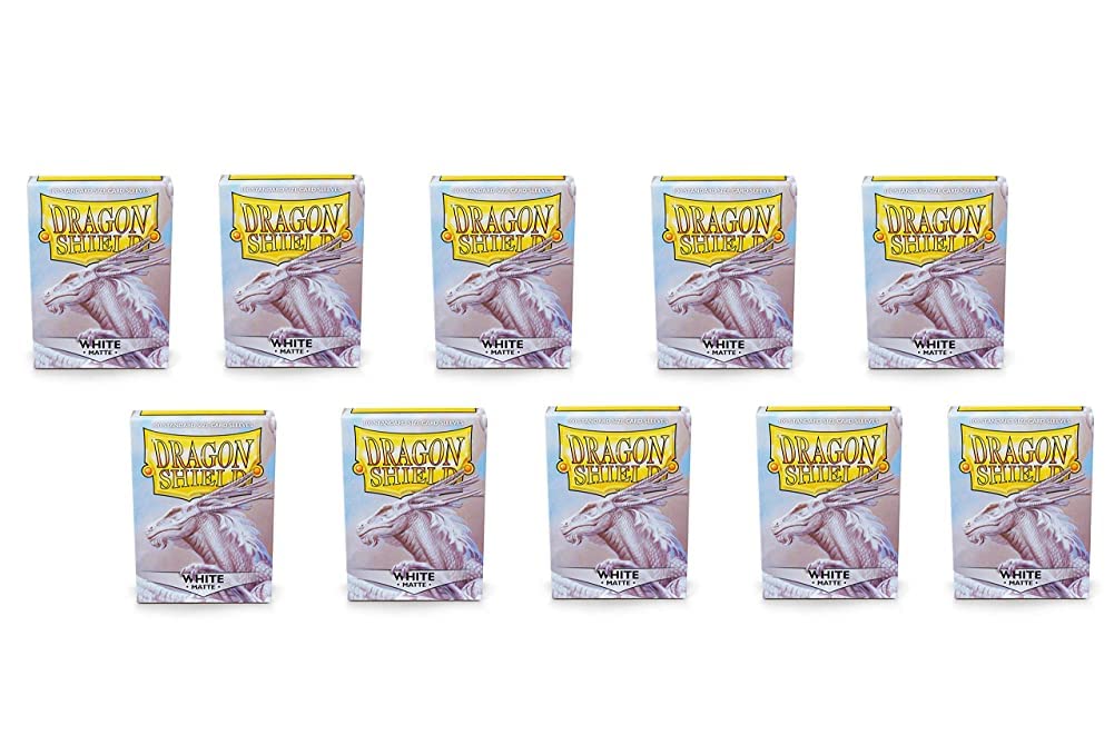 Photo 1 of 10 Packs Dragon Shield Matte White Standard Size 100 ct Card Sleeves Display Case