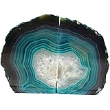 Teal Agate Bookend Pair - 1 to 3 lb - Geode Bookend with Rock Paradise Exclusive COA