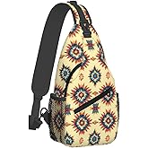 Cuczpau Crossbody Bags For Women Men Aztec Yellow Sling Backpack Chest Shoulder Bag Gym Cycling Travel Hiking Daypack