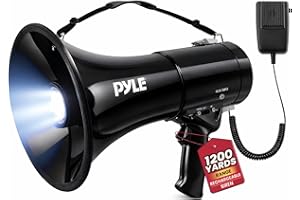 Pyle Portable Compact PA Megaphone Speaker with Alarm Siren & Adjustable Volume - 50W Handheld Lightweight Bullhorn - with Mi