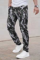 GINGTTO Mens Camo Pants Slim Fit Stretch, Pu Faux