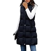 Fiona Jolin Long Puffer Vest Women Sleeveless Hooded Puffy Jacket Coat Outerwear Vest Gilet