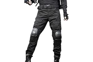 JOYASUS Men's Tactical Combat Style Trousers with Knee Pads, Multi-Pocket Airsoft Paintball Pants Durable Work Trousers