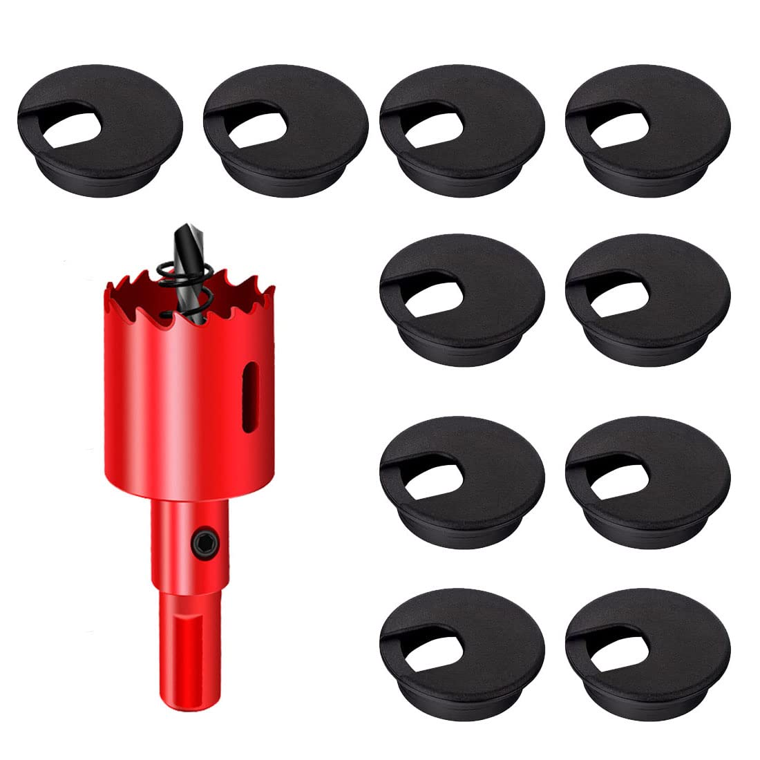 DuDuZui 10PCS Desk Grommet, Desk Cable Hole Covers Organize Office and Home Table Cable, with Hole Saw (Black, 35mm)