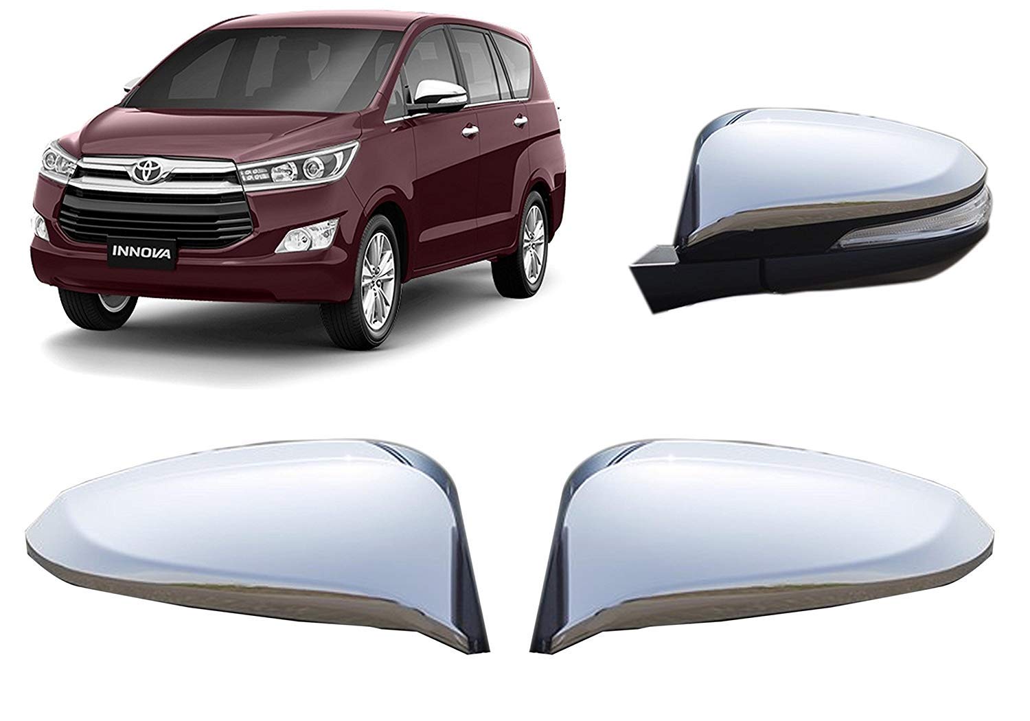 Bossnik Imported Side Mirror ORVM Chrome Cover for Toyota Innova Crysta
